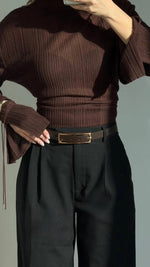 Dikdörtgen Suni Deri Kemer  - Kahve