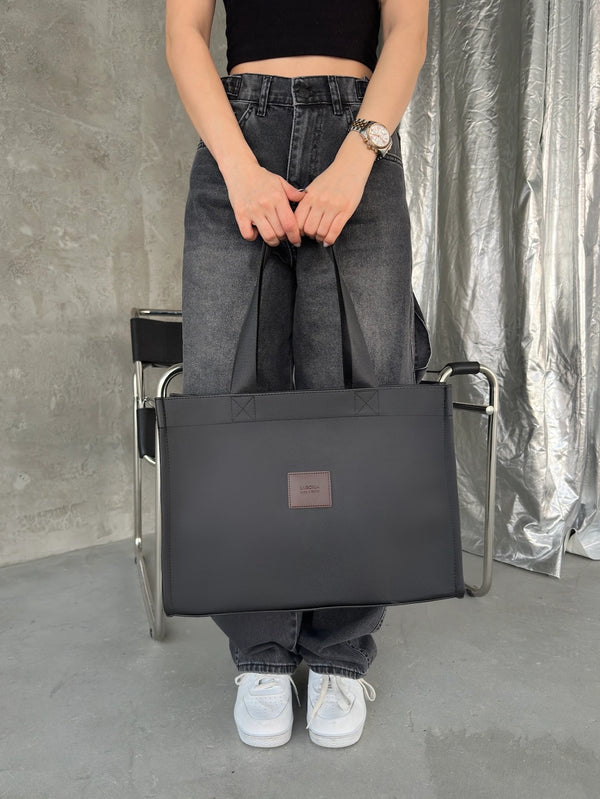 Kadın Büyük Boy Kanvas Omuz Askılı Çapraz Çanta Large - Siyah