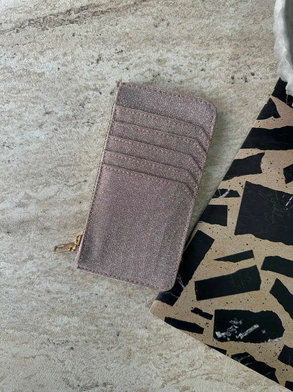 Kadın Fermuarlı Parıltılı Kartlık Glare - Roze