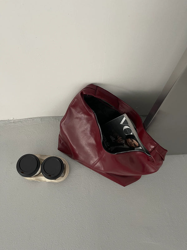 Kadın Salaş Fermuarlı Omuz Çantası Nora - Bordo