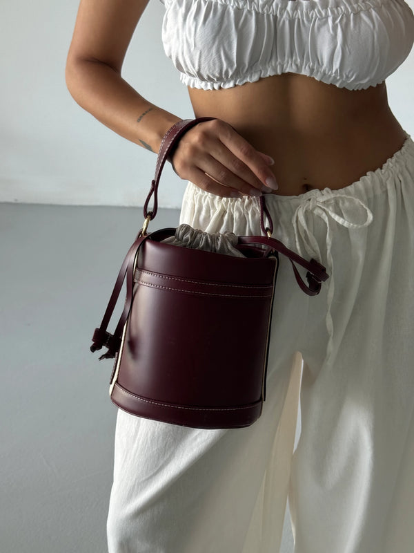 Kadın Büzgülü Çapraz Askılı Omuz Çantası Mason - Bordo