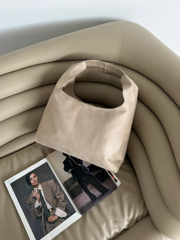 Kadın Suni Süet Omuz Çantası Paris - Vizon Süet