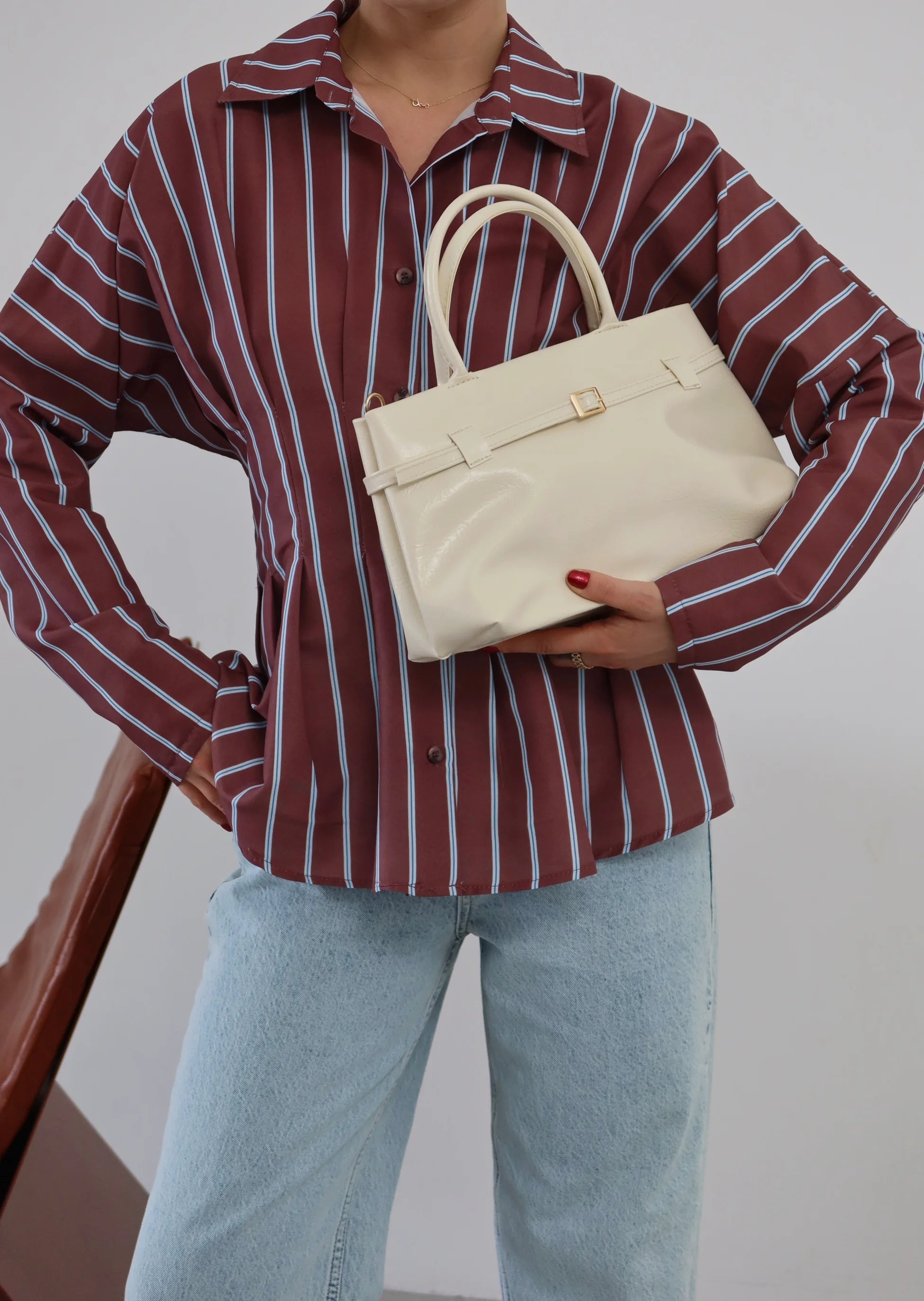 Kadın Suni Deri Omuz Çantası Marc - Krem