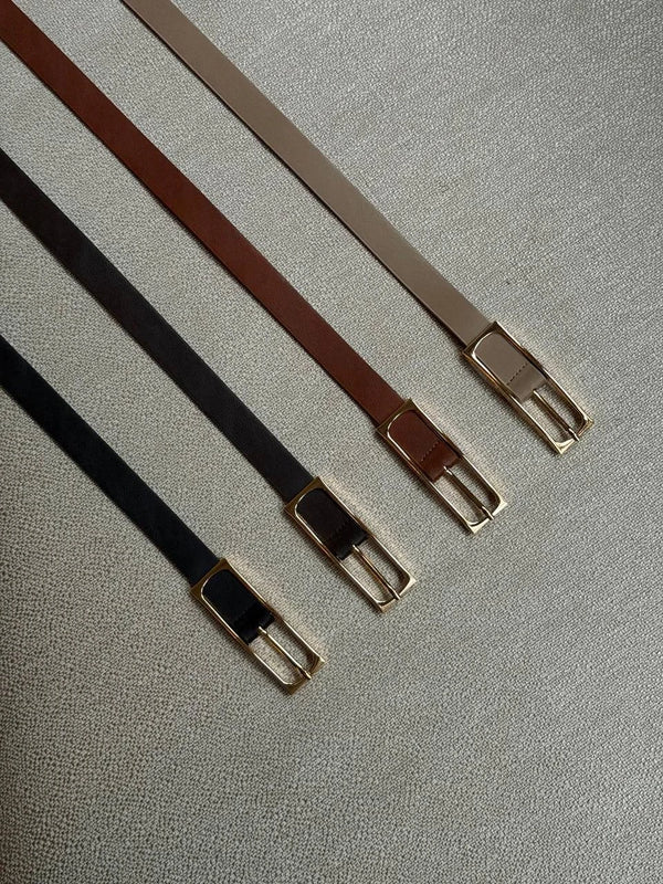 Dikdörtgen Suni Deri Kemer  - Siyah