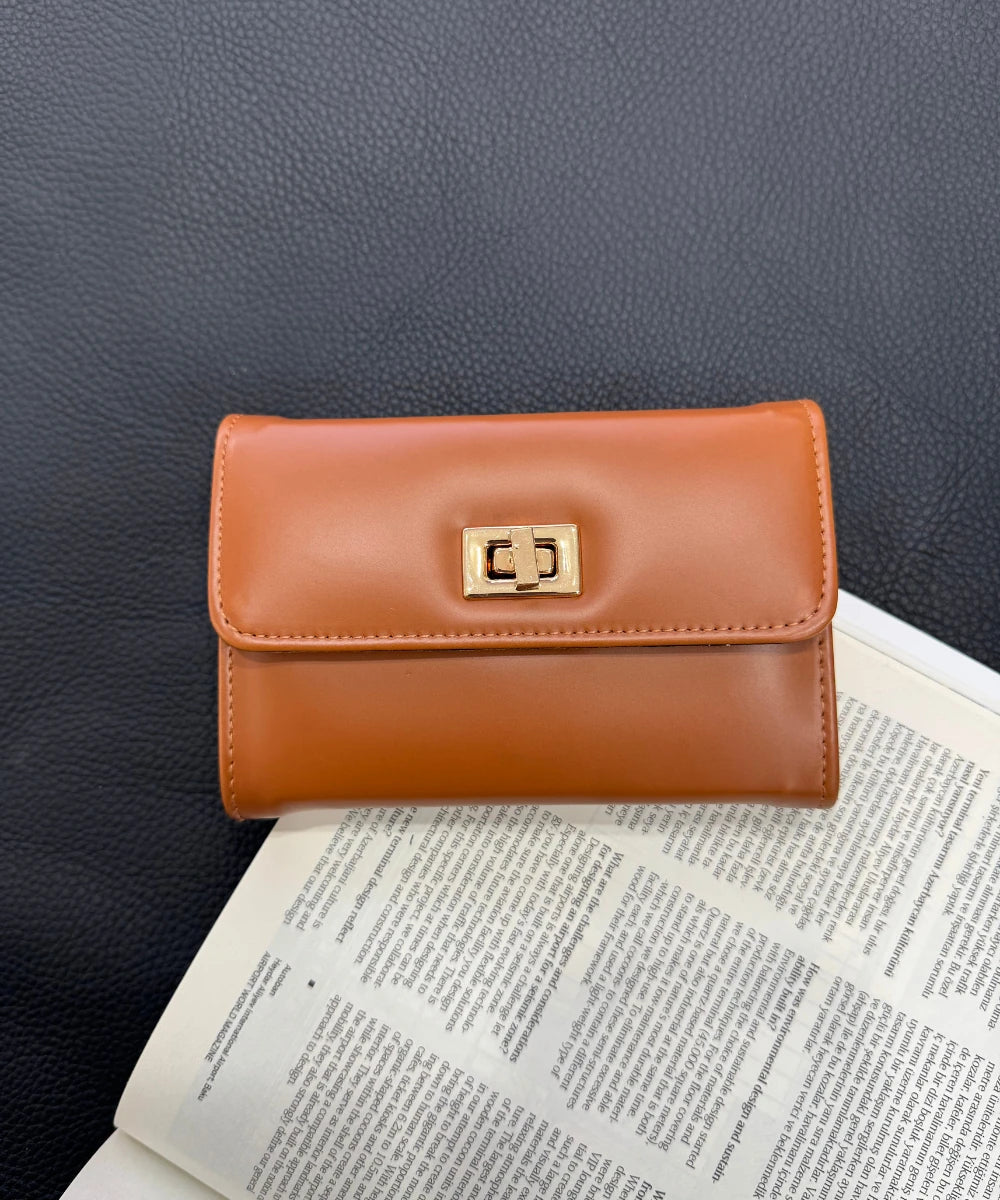 Kadın Kilit Detaylı Cüzdan  - Taba