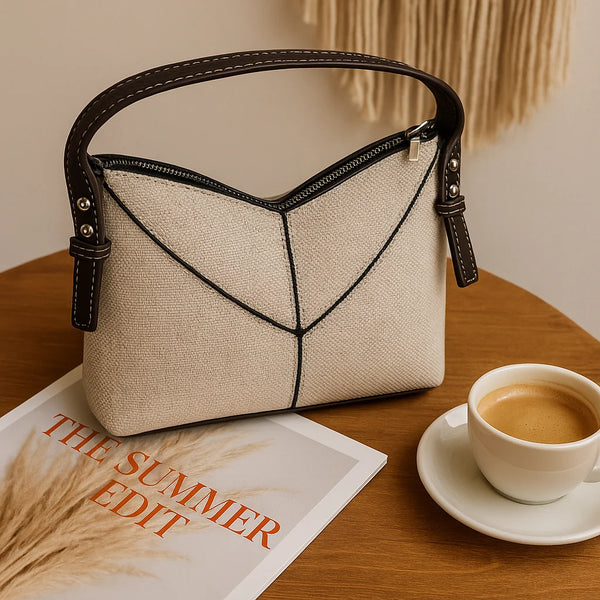 Kadın Çapraz Askılı Keten Omuz Çantası Ketty - Kahve