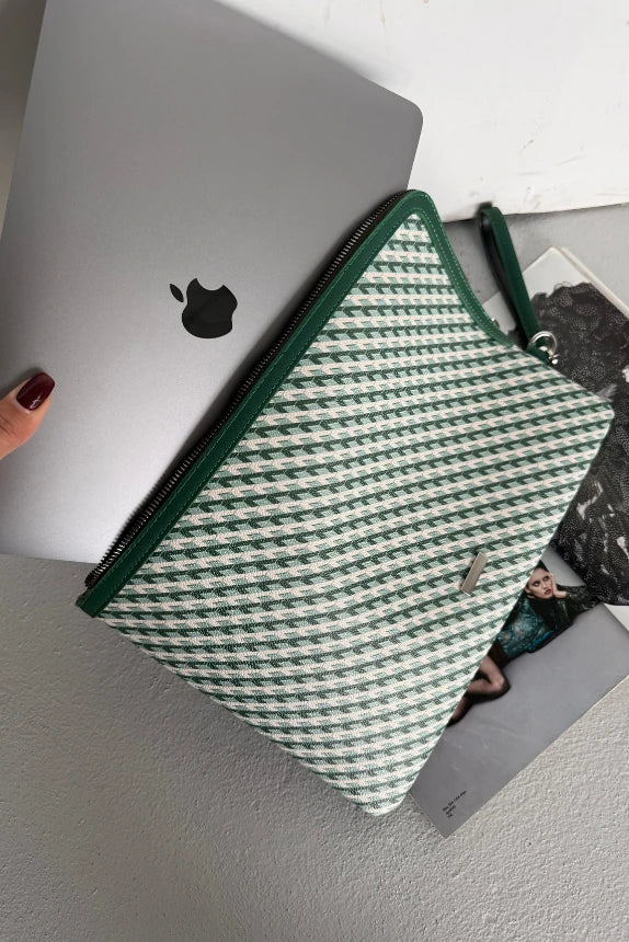 Monogram Desenli Dizüstü Bilgisayar Kılıfı Appy - Yeşil