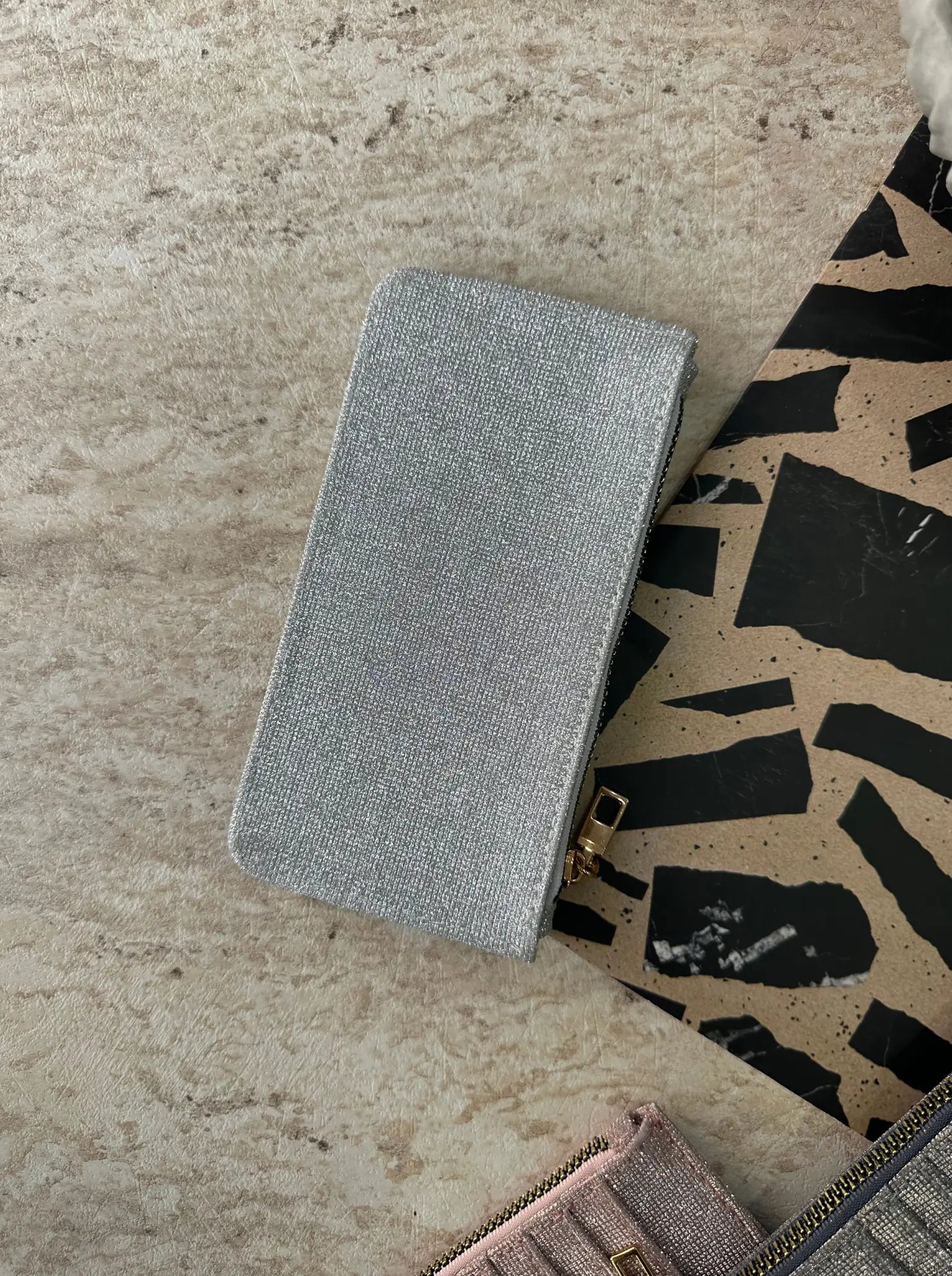 Kadın Fermuarlı Parıltılı Kartlık Glare - Gümüş