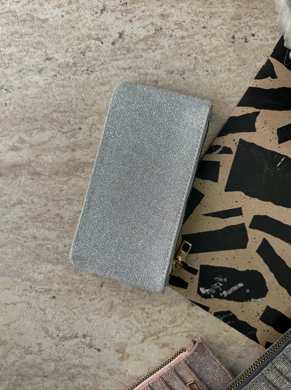 Kadın Fermuarlı Parıltılı Kartlık Glare - Gümüş