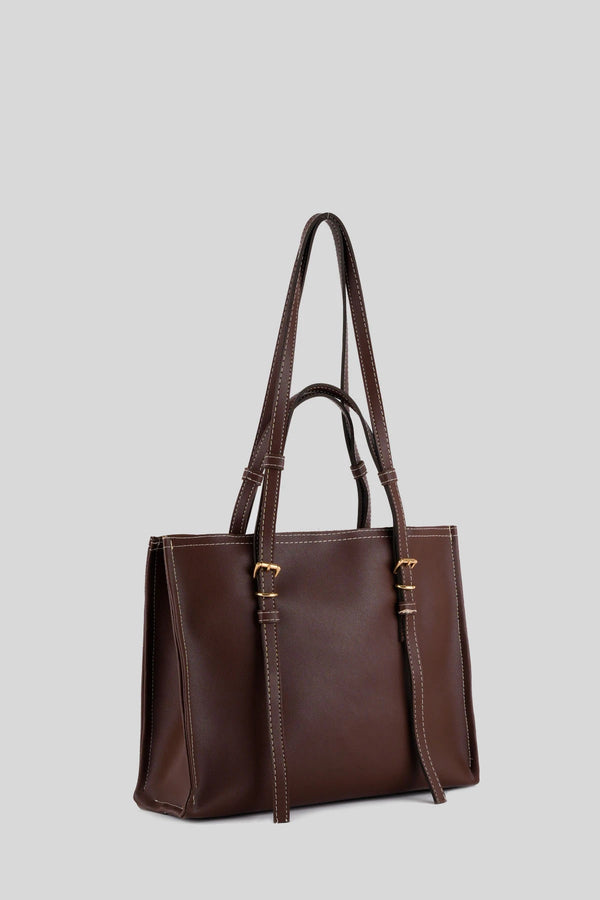 Kadın Dikiş Detaylı Tote Çanta Big Samba - Kahve