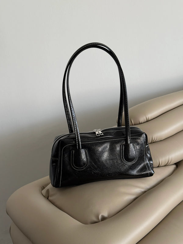 Kadın Fermuarlı Dikiş Detaylı Omuz Çantası Ower - Siyah