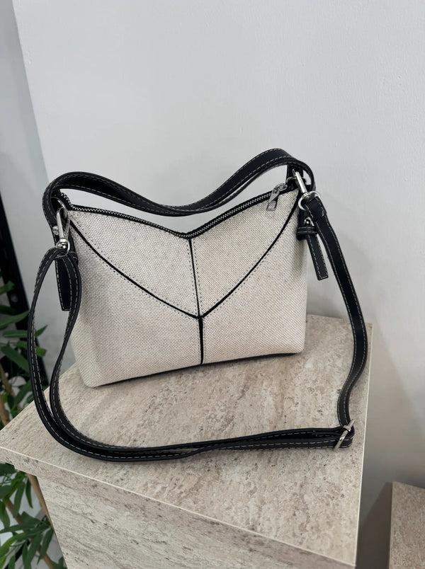 Kadın Çapraz Askılı Keten Omuz Çantası Ketty - Siyah