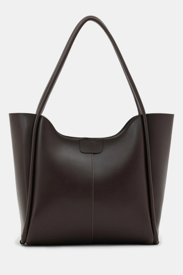 Kadın Fermuarlı Omuz Çantası Poloni - Kahve