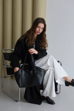 Kadın Toka Detaylı Fermuarlı Omuz Çantası Riva - Siyah