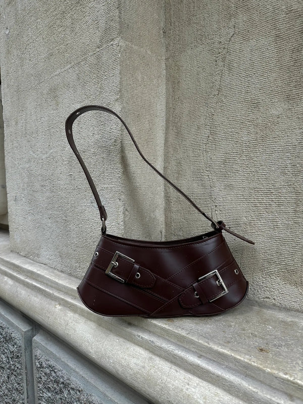 Kadın Kemer Detaylı Baget Omuz Çantası Glove - Kahve