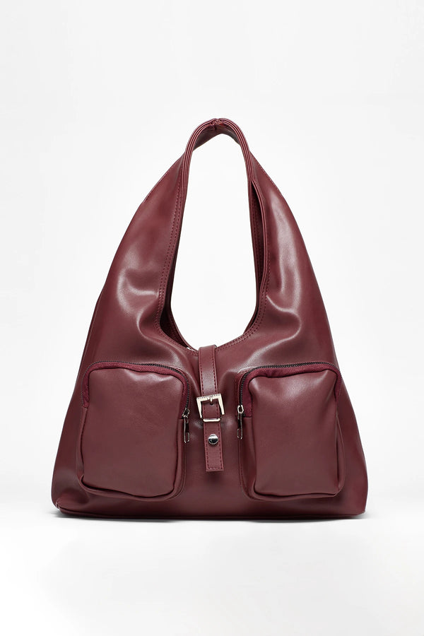 Kadın Cepli Omuz Çantası Mabel - Bordo
