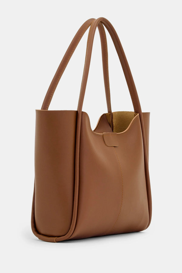 Kadın Fermuarlı Omuz Çantası Poloni - Taba