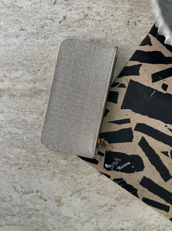 Kadın Fermuarlı Parıltılı Kartlık Glare - Gold