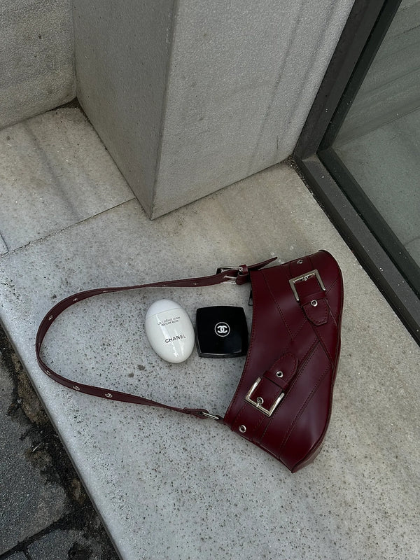 Kadın Kemer Detaylı Baget Omuz Çantası Glove - Bordo