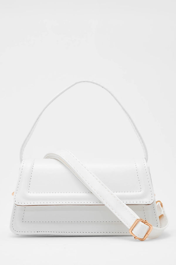 Kadın Kapaklı Çapraz Askılı Kol ve Omuz Çantası Zoe - Beyaz