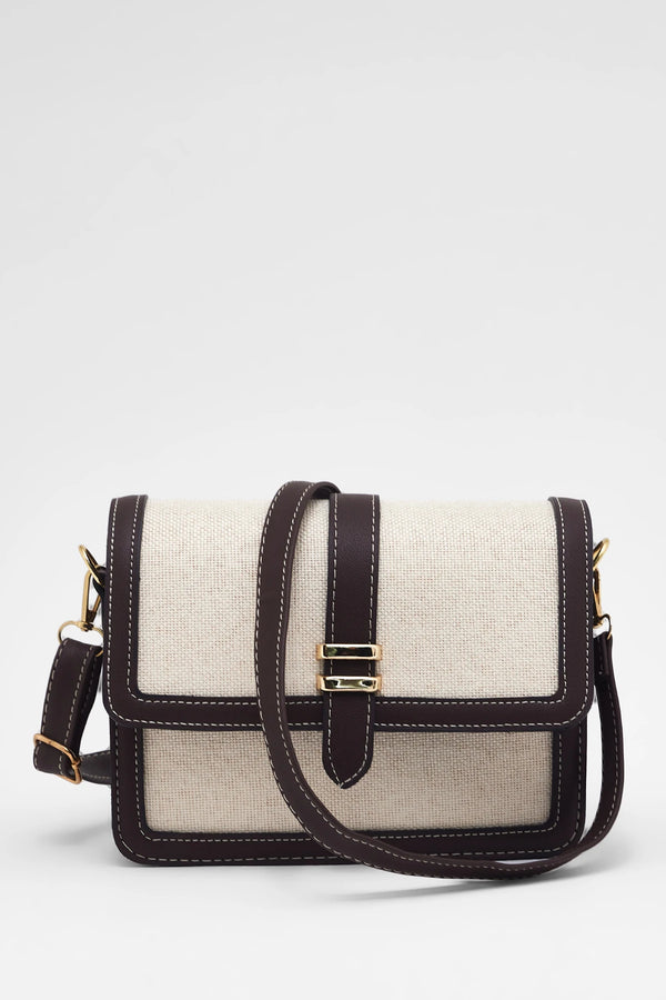 Kadın Köprü Detaylı Keten Omuz Çantası İbiza - Kahve