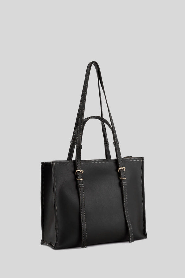 Kadın Dikiş Detaylı Tote Çanta Big Samba - Siyah