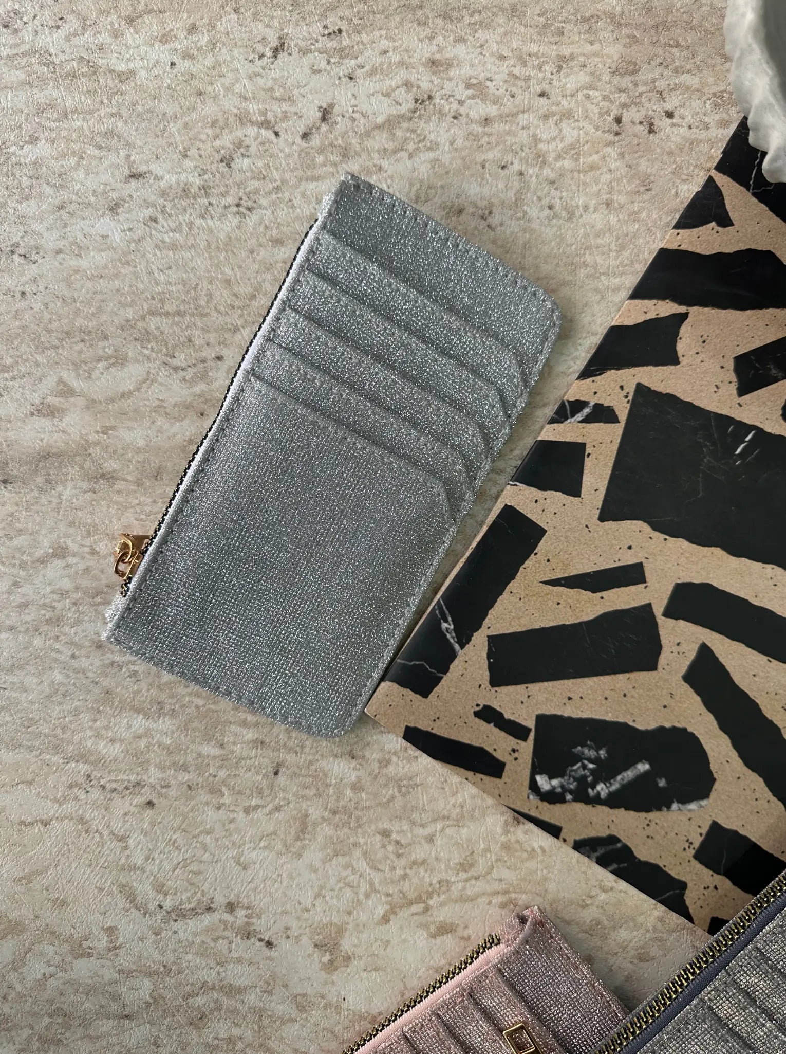 Kadın Fermuarlı Parıltılı Kartlık Glare - Gümüş