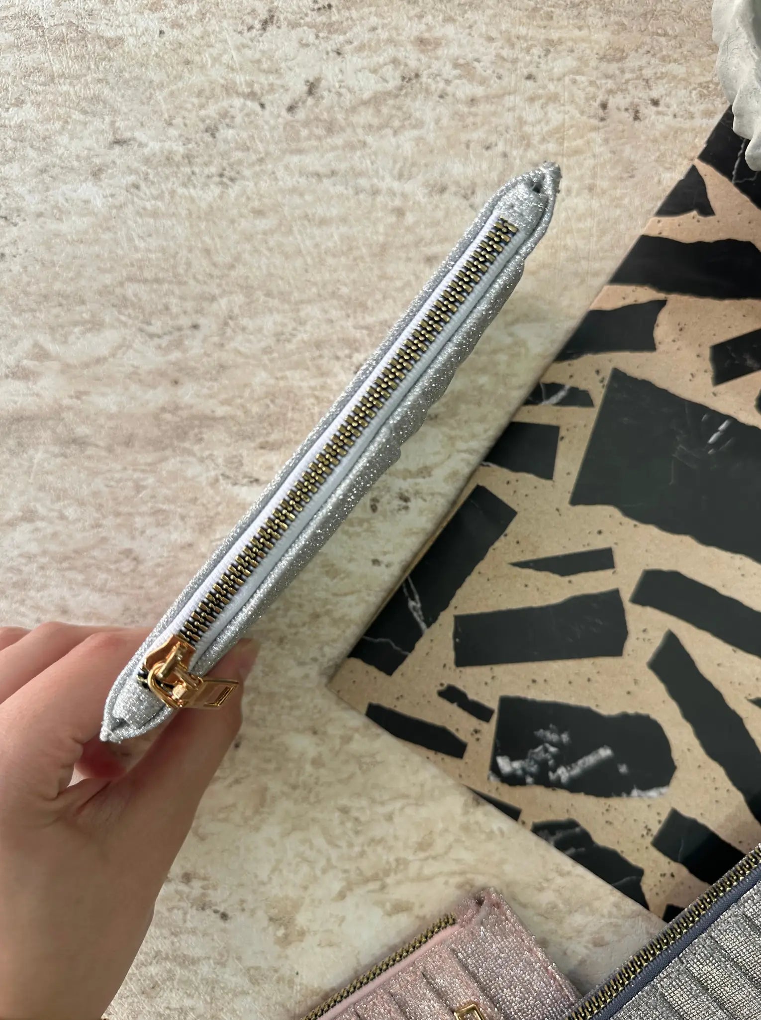 Kadın Fermuarlı Parıltılı Kartlık Glare - Gümüş