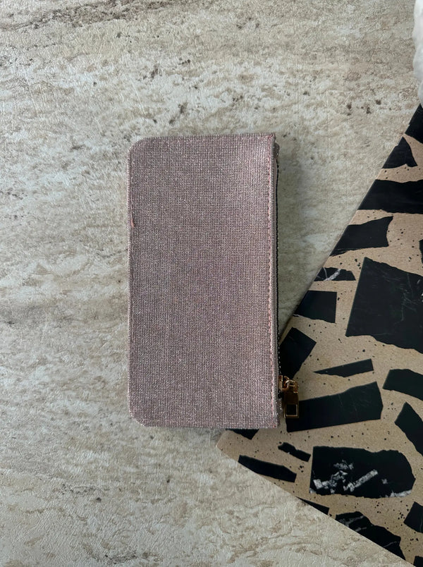 Kadın Fermuarlı Parıltılı Kartlık Glare - Roze