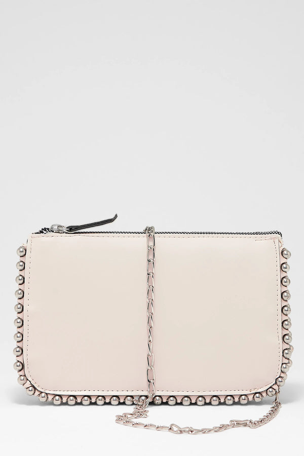 Kadın Zımbalı Çapraz Askılı Çanta Stap  - Krem