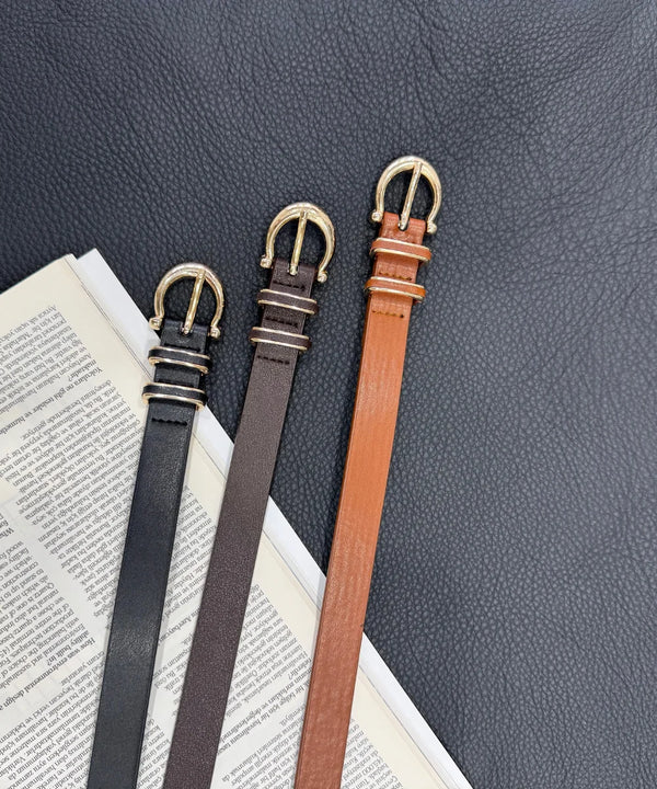 Kadın Gold Oval Tokalı Kemer - Siyah