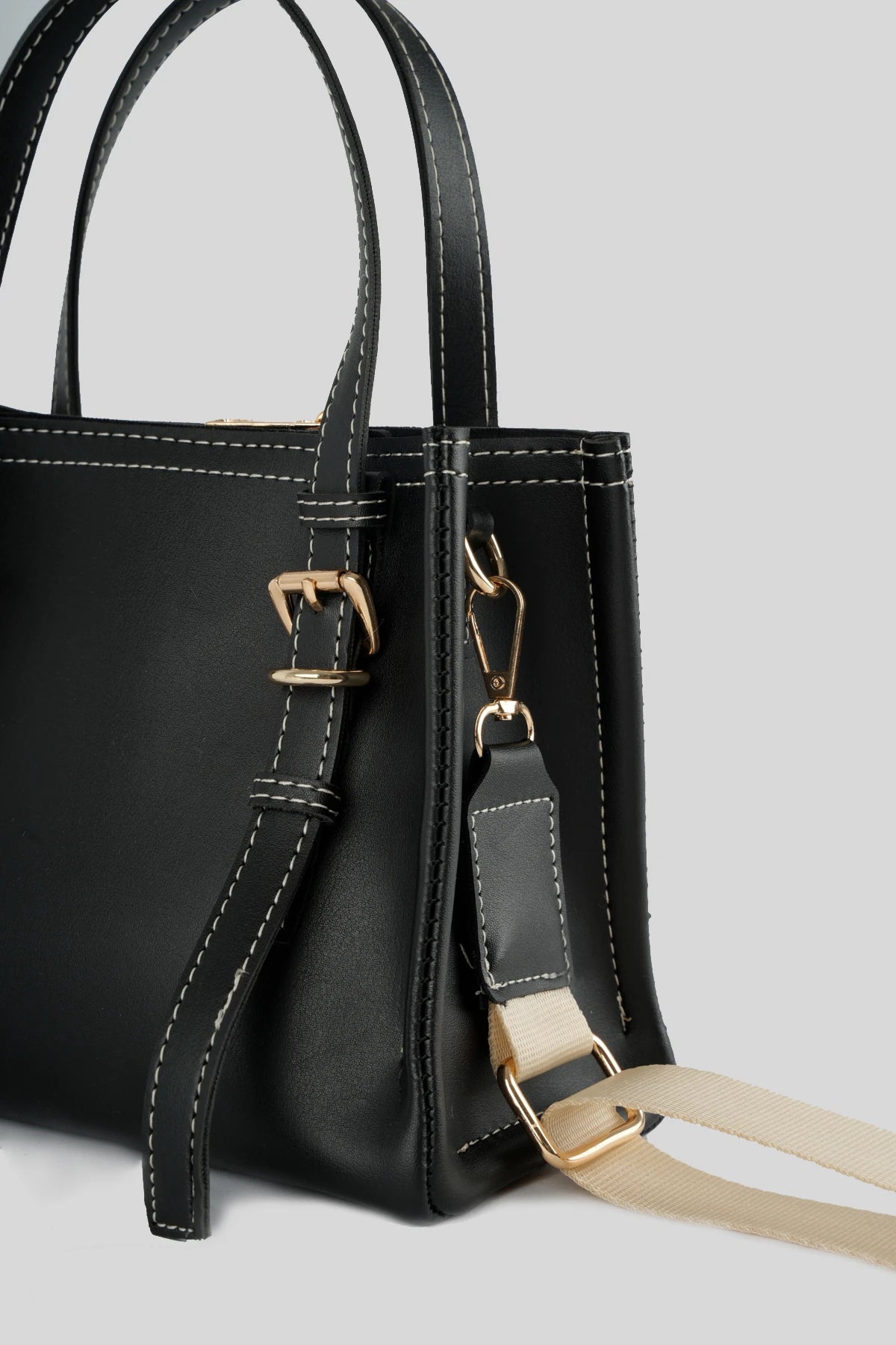 Kadın Dikiş Detaylı Tote Çanta Mini Samba - Siyah