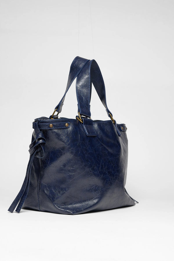 Kadın Deri Tote Omuz Çantası Big City - Lacivert