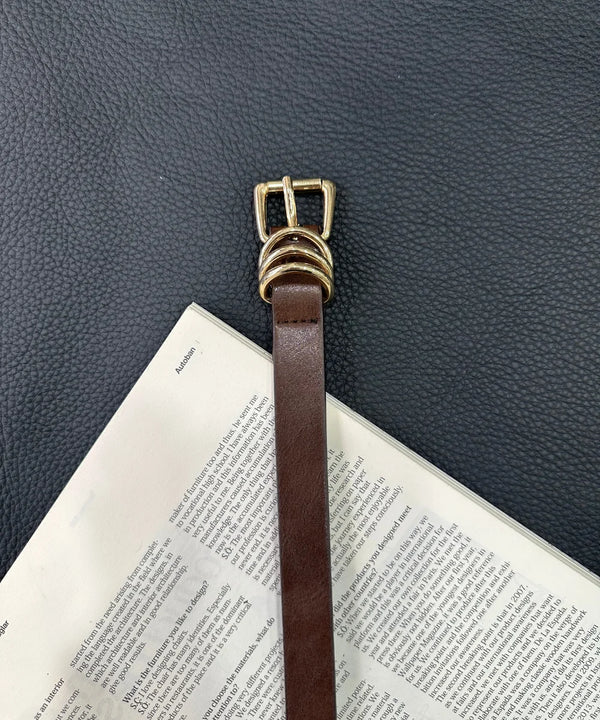 Kadın Gold 3 Halka Detaylı Kemer - Kahve