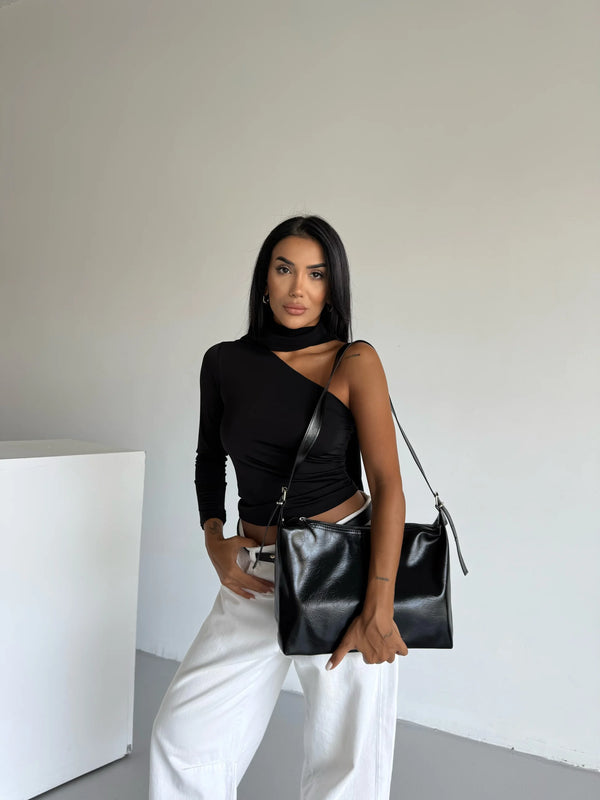 Kadın Ayarlanabilir Askılı Omuz Çantası Montas - Siyah