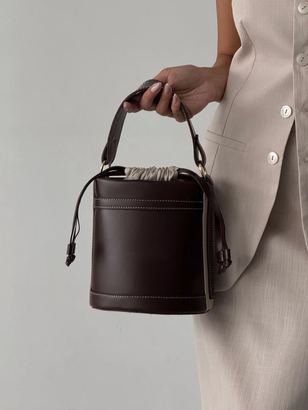 Kadın Büzgülü Çapraz Askılı Omuz Çantası Mason - Kahve