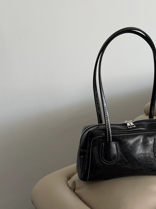 Kadın Fermuarlı Dikiş Detaylı Omuz Çantası Ower - Siyah