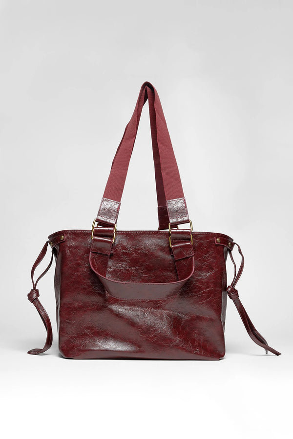 Kadın Deri Tote Omuz Çantası Big City - Bordo