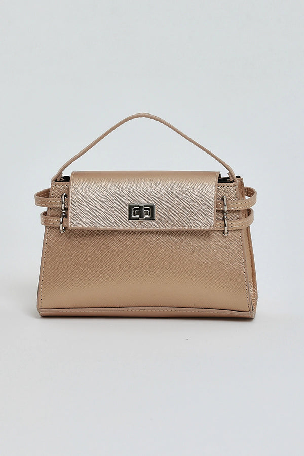 Kadın Çapraz Askı Mini Omuz Çantası Gery  - Altın