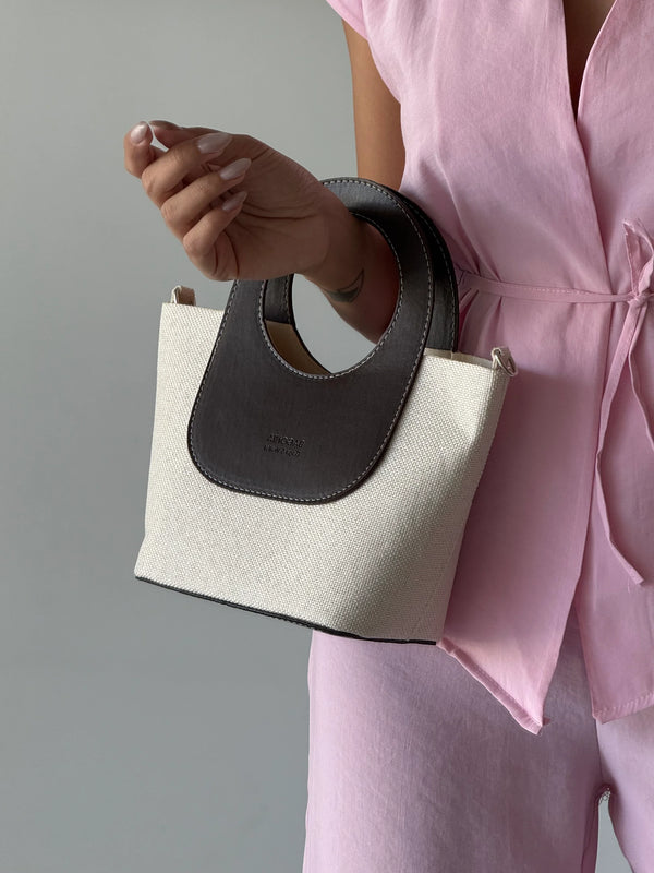 Kadın Yavru Detaylı Hasır Çapraz Çanta Arlo - Kahve