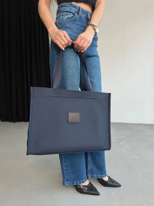 Kadın Büyük Boy Kanvas Omuz Askılı Çapraz Çanta Large - Lacivert