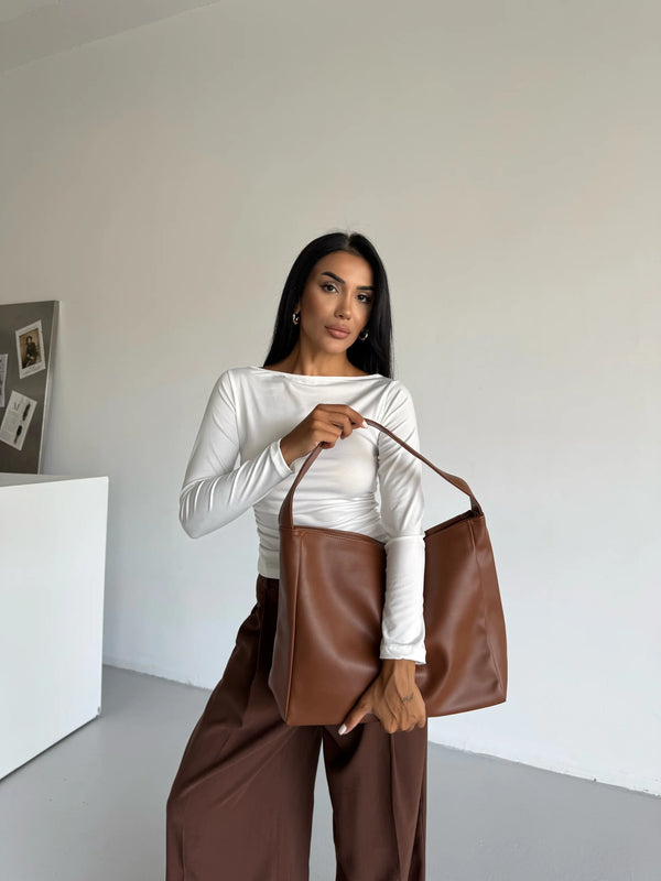 Kadın Tek Saplı Omuz Çantası Tiger - Taba