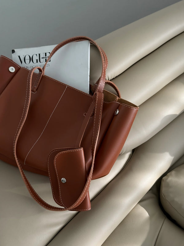 Kadın Fermuarlı Cüzdan Detaylı Omuz Çantası Mini Dota - Taba