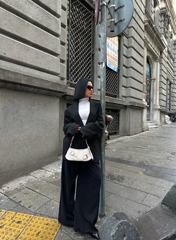 Kadın Kemer Detaylı Baget Omuz Çantası Glove - Krem