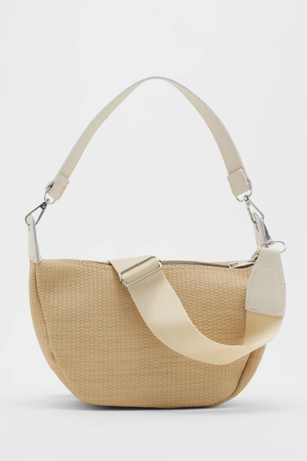 Kadın Hasır Desenli Çapraz Askılımı Omuz Çantası Sumy - Krem