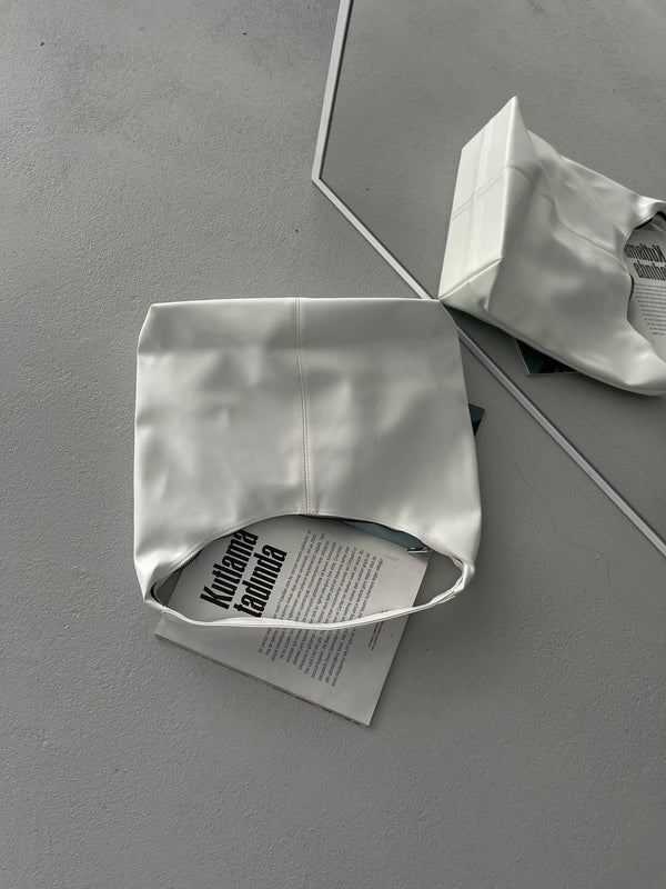 Kadın Salaş Fermuarlı Omuz Çantası Nora - Beyaz