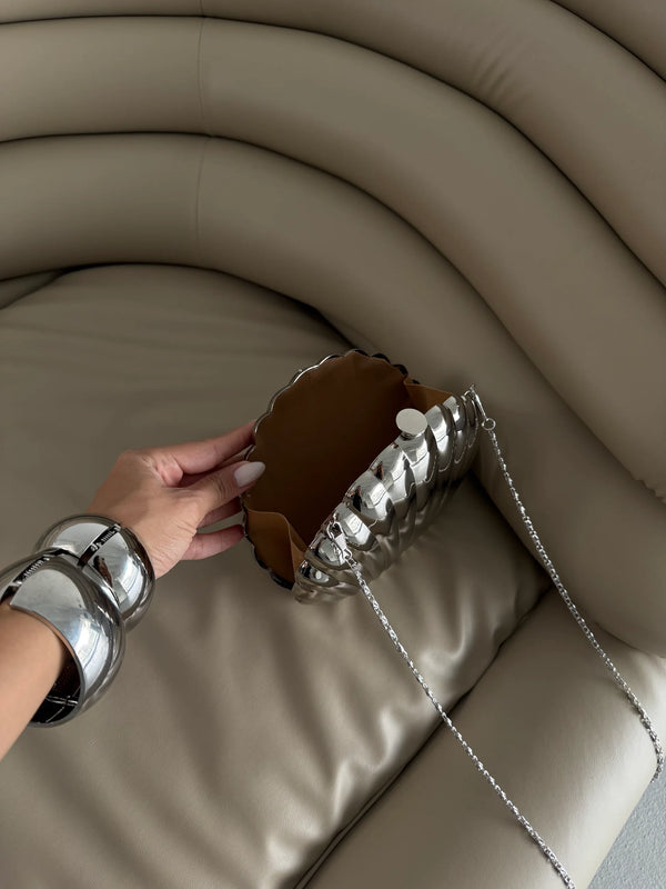 Kadın Zincirli Omuz Çantası Shell - Gümüş