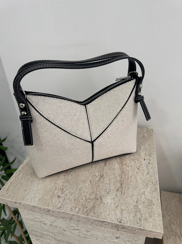 Kadın Çapraz Askılı Keten Omuz Çantası Ketty - Siyah