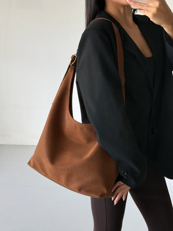 Kadın Ayarlanabilir Askılı Omuz Çantası Cove - Taba Süet