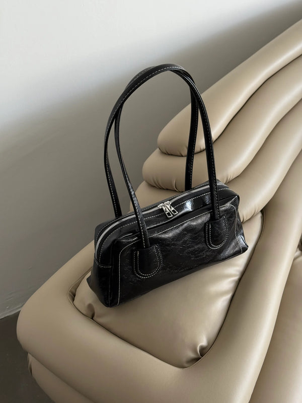 Kadın Fermuarlı Dikiş Detaylı Omuz Çantası Ower - Siyah